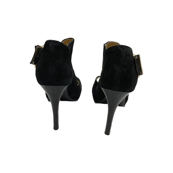 NINE West Stiletto Heels 6.5 US Pumps black peep toes shoes - Picture 4 of 12